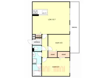 ブライトガーデン(2LDK/1階)の間取り写真