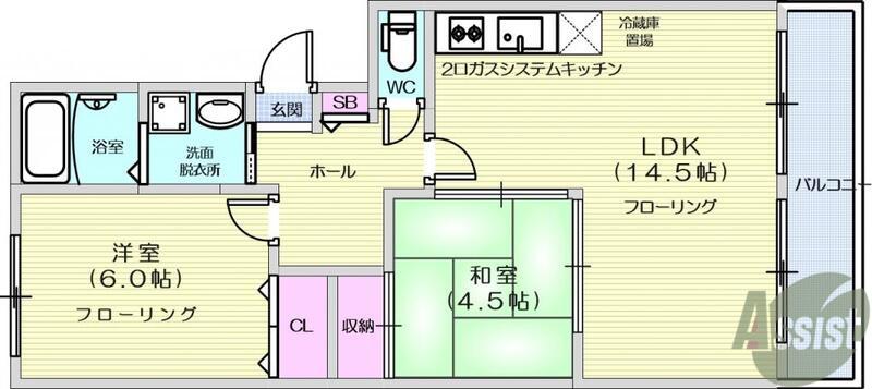 ベルコート長町南(2LDK/2階)の間取り写真