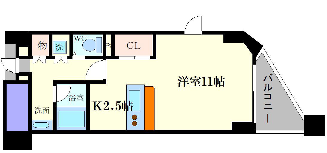 CITY SPIRE上町台(1K/4階)の間取り写真