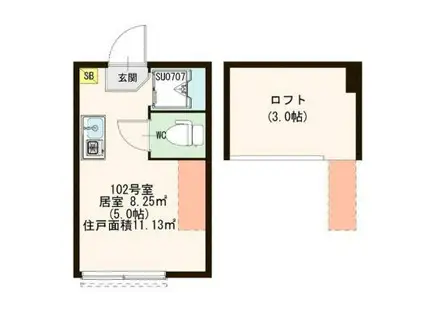 ハーモニーテラス方南II(ワンルーム/2階)の間取り写真