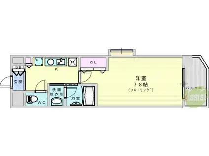 シャインビュー淡路(1K/6階)の間取り写真
