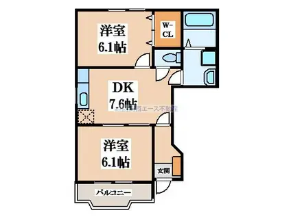 サントゥール(2DK/1階)の間取り写真