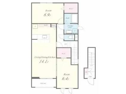 チェリーカーサ2番館(2LDK/2階)の間取り写真