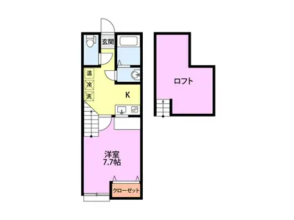 ハッピータウン山谷(1K/2階)の間取り写真