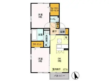 シャルマン市川(2DK/1階)の間取り写真