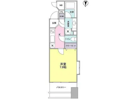 プロスペクト・グラーサ広尾(1K/4階)の間取り写真