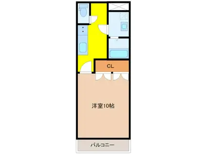 ゼファー(1K/2階)の間取り写真