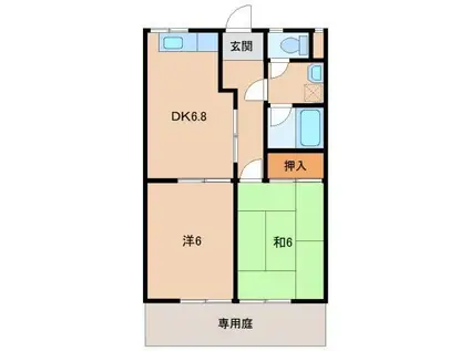 グリーンフル中浜(2DK/2階)の間取り写真