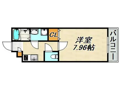 エステイトE神戸長田(1K/3階)の間取り写真