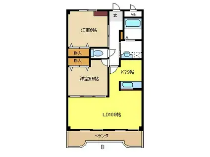 ヴェルス(2LDK/1階)の間取り写真