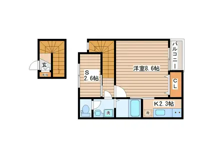 シャノワール(1SK/2階)の間取り写真