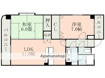 セラコート本山(2LDK/4階)の間取り写真