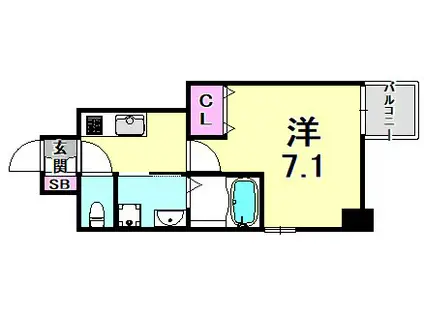 エスプレイス神戸ウエストモンターニュ(1K/6階)の間取り写真