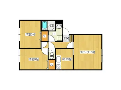 ＪＲ石北本線 北見駅 徒歩26分 2階建 築23年(2LDK/2階)の間取り写真