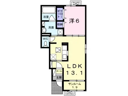 アナリーザ II(1LDK/1階)の間取り写真