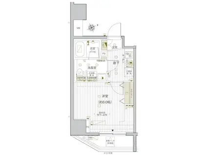 ヴァレッシア早稲田駅前シティ(1K/5階)の間取り写真