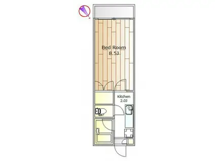 煉瓦の館(1K/1階)の間取り写真