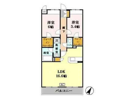 クレア立川(2LDK/2階)の間取り写真