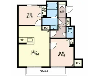 SH・欅(2LDK/1階)の間取り写真