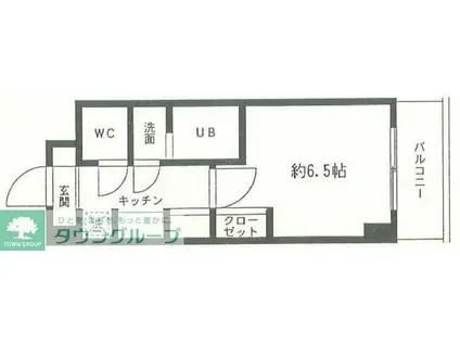 ジュネッセ浦和(1K/6階)の間取り写真
