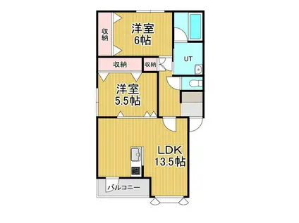 ボーベル(2LDK/2階)の間取り写真