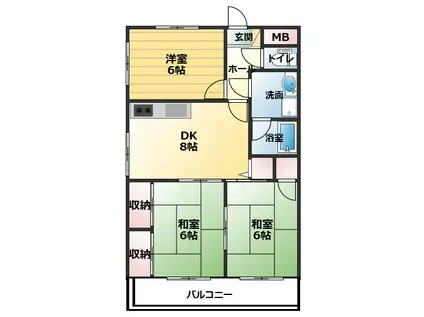 レジデンス一ノ谷(3DK/4階)の間取り写真