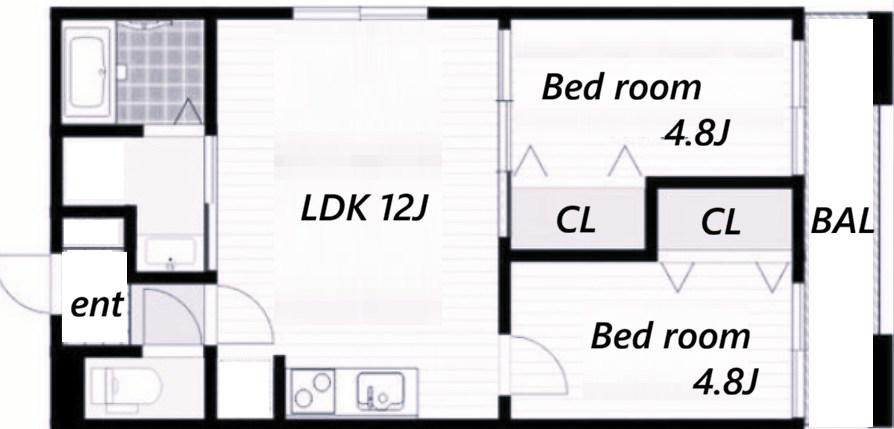 CASA垂水駅前(2LDK/2階)の間取り写真