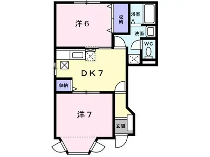 フォレストK A棟(2DK/1階)の間取り写真
