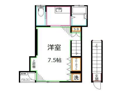 ライフステージK(1K/2階)の間取り写真