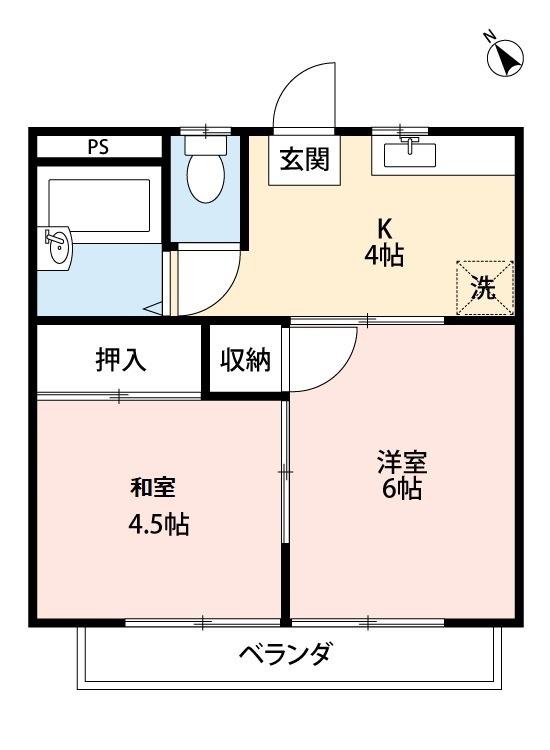 ヤマジンハイツⅢ(2K/2階)の間取り写真