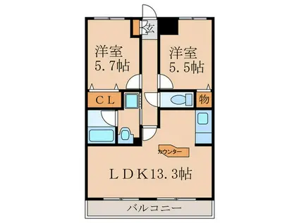 CHEZ LA MERE(2LDK/3階)の間取り写真