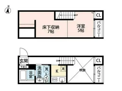 CRASTINE南熊本(1SK/2階)の間取り写真