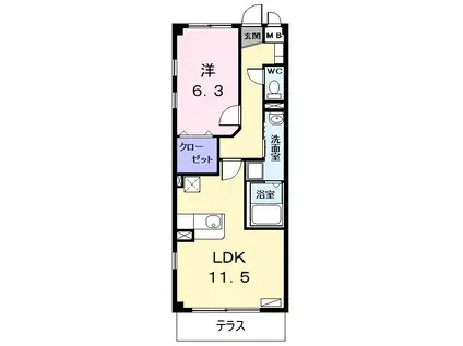 メゾン ブリーズ(1LDK/1階)の間取り写真
