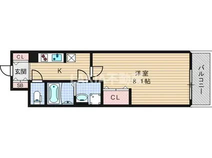 レジデンス 堀江西(1K/4階)の間取り写真