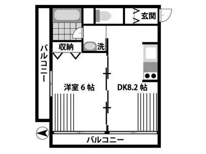 民泊不可メゾンアミティエ(1DK/5階)の間取り写真