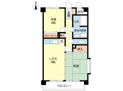 アーバンリブII(2LDK/3階)の間取り写真