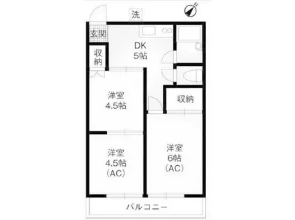 第2高尾メイゾン(3DK/1階)の間取り写真