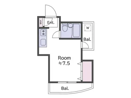 ハイツ北岡三軒茶屋(ワンルーム/4階)の間取り写真