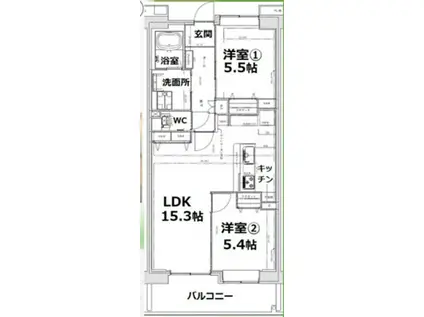 アクティ目黒駅前1棟(1LDK/6階)の間取り写真