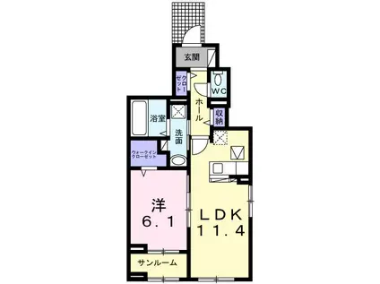 キャトルセゾン(1LDK/1階)の間取り写真