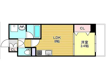 MAXIV大阪山坂(1LDK/9階)の間取り写真