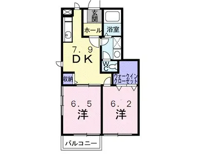 CITRONI 寄木戸(2DK/1階)の間取り写真