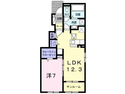 ポラールD(1LDK/1階)の間取り写真
