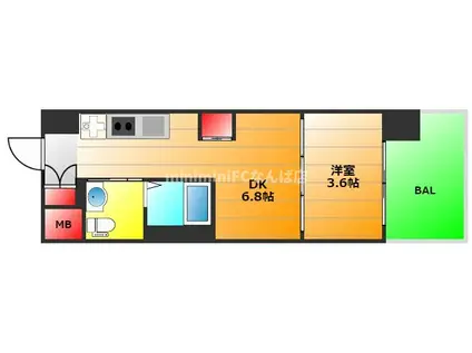 Jグランコート京町堀(1DK/14階)の間取り写真