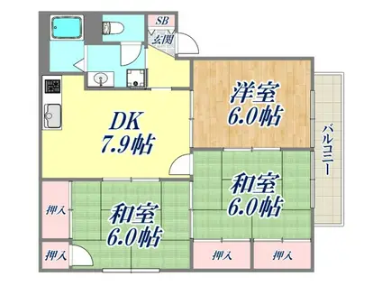 ファミール仁川1(3DK/2階)の間取り写真