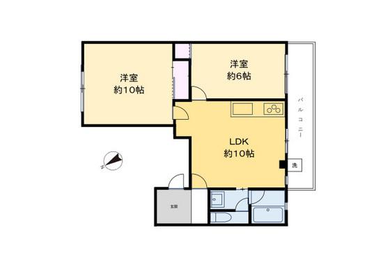 コーポ常通(2LDK/2階)の間取り写真
