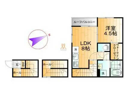 リベルタ北千住(1LDK/3階)の間取り写真