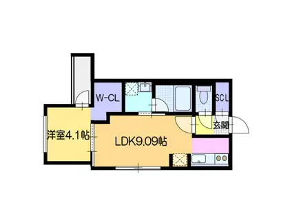 ラ・シュエット北大前(1LDK/2階)の間取り写真