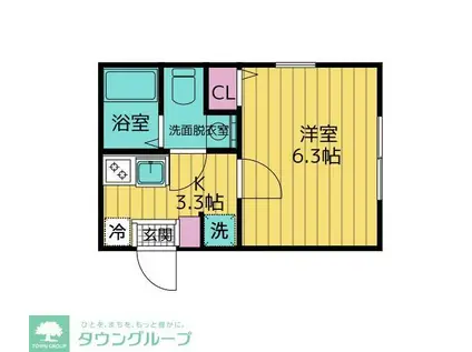 ベル・セゾン生田(1K/1階)の間取り写真