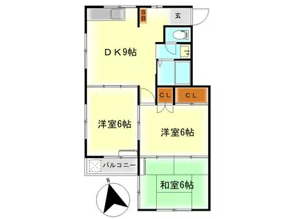 シュウエイビル2(3DK/2階)の間取り写真